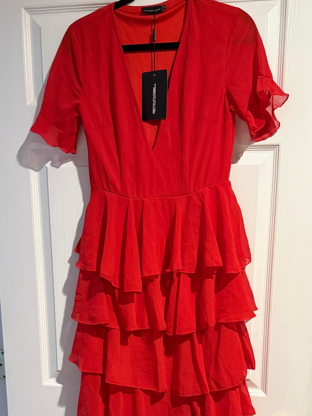 PrettyLittleThing Red Tiered Ruffle Dress for Girls